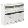 Slim White Shoe Storage Cabinet with 4 Flip Drawers for Hallway Home Office NEW