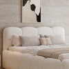 Upholstered Double Bed 4ft6 with Velvet Headboard and Sturdy Wooden Slats, Beige
