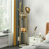 Metal Coat Rack Stand Hall Tree w/ 3-Tier Shelves 9 Hooks Marble Base Gold Frame