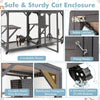 Indoor Cat Cage Playpen Catio Kitten Enclosure on Wheels w/ Roof-Grey