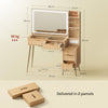 Dressing Table Tempered Glass Top Vanity Makeup Desk 5 Drawers LED Mirror