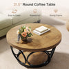 Round Coffee Table, 80cm Farmhouse Large Circle Coffee Table with 2-Tier Storage