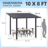 2.4x3.6m Metal Lean-to Gazebo Wall Mounted Iron Hardtop Pergola Heavy Duty