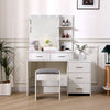 Dressing Table With 5 Drawers Mirror Stool Set Makeup Desk Vanity Table Bedroom