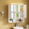 Bathroom Mirror Cabinet with Shaver Socket & Door & Open Compartment & LED Vdlod