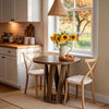 80CM Round Dining Table for 2-4 Farmhouse Wooden Kitchen Table for Dining Room