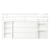 Kids Wooden Cabin Bed Mid Sleeper with Pull-out Desk, Cabinet, Drawers & Shelves