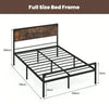 Double Bed Frame Industrial Metal Platform Bed with Headboard and Footboard