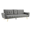 Sofa Bed 3 Seater Faux Leather Click Clack Couch Cup Holders Grey Cream Black