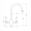 Dual Flow Mixer Tap Kitchen Sink Swivel Spout Antique Brass Ceramic ENKI KT059