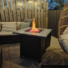 Square Propane Fire Pit Table 40000 BTU Gas Firepit w/ Lava Rocks and Lid