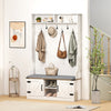 Farmhouse Entryway Bench with Shoe Storage & 7 Hooks