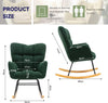 Nursing Rocking Chair Green Teddy Fabric Glider for Nursery Living Room