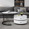 Round Nesting Coffee Table Set of 2 End Table Center Table with Storage Drawers