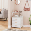 White 3-Drawer Bedside Table w/ Open Shelf,Small Storage Nightstand for Bedroom