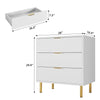 3 Drawer Chest of Drawers w/ Metal Legs, Bedroom Bedside Storage Cabinet Hallway