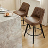 2 pack Swivel Bar Stools 26 inch Linen Counter Chairs Tufted Back Wood Legs