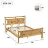 Wooden Bed Frame 4ft6 Double Bed Pine Wood with Rattan Headboard & Footboard