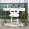 White Dressing Stool Bowknot Backrest Boucle Makeup Vanity Seat Chair Metal Legs