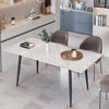 Rectangular Marble Dining Table 4-6 Seaters Black Metal Legs Kitchen Furniture