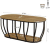 2-Tier Oval Coffee Table Industrial Wooden Center Cocktail Table for Living Room