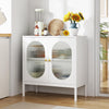 83cm 2 Door Rattan Buffet Cabinet Sideboard Storage Cupboard w/ Adjustable Shelf