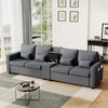 4-Seater Couch Sofa With Storage Console Cup Holder Side Pockets Charging Ports