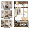 Large Coat Rack Stand Hall Tree with 24 Hooks and Shoe Bench Rustic Brown