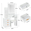 Dressing Table With Drawers Mirror Stool Set Makeup Desk Vanity Table Bedroom