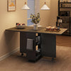 Folding Dining Table w/ Drop Leaf, Space Saving Kitchen Table w/ Storage Shelves