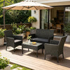 4 Seater Rattan Garden Furniture Set Patio Sofa Table Chairs Glass Outdoor