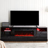 High Gloss Black TV Stand Cabinet Electric Fireplace Unit with 12 LED Backlight