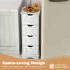4-Drawer Bathroom Cabinet Narrow Floor Standing Cabinet White