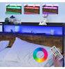 Double Size Bed Frame Metal Bed Platform LED Lights Headboard & 4 Storage Drawer
