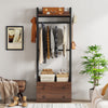 Freestanding Closet Organizer Small Clothes Rack with Drawers and Shelves