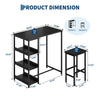 3pcs Dining Table Set w/ 2 Bar Stools,Small Kitchen Table&Storage Shelves Flat