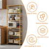 6Tier Bamboo Shelf Open Wood Bookshelf Adjustable Display Storage Rack Organizer