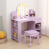 Kids Vanity Set with LED Mirror,Makeup Desk with 1 Drawers &,2 Open Shelves