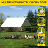 Walk-in Metal Chicken Coop Poultry Cage Pet House with Waterproof Cover
