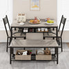 Dining Table Set for 4,Rectangular Table with Upholstered Chairs& Storage Benche