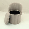 Ottoman Storage Stool Ribbed Round Pouffe Seat 3-in-1 Compact Chair Footstool