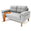2-Seater Sofa Small Fabric Couch Armrest Side Pocket Modern Living Room