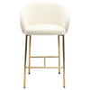 Set of 4 Cream Upholstered Kitchen Stools with Brass Legs and B BUN/COA007/93867