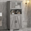 Freestanding Pantry Storage Cabinet w/Glass Doors,Adjustable Shelves,Tall Cupboa