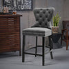 Kitchen Counter Bar Stool Breakfast Barstool High Chair Velvet Fabric Wood Legs