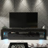 200cm TV Unit I Modern Cabinet TV Stand I Black High Gloss Doors I Free LED