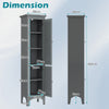 Narrow Linen Floor Storage Cabinet Slim Storage Organizer with 2 Doors-Grey