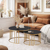 Set of 2 Nesting Coffee Table Round Stacking Side End Table White Black