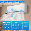 9000 BTU Ductless Wall-Mounted AC Unit with Remote Control