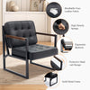Modern Faux Leather Accent Chair Button-Tufted Design 110° Recline & Metal Frame